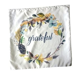 "Grateful" Watercolor Autumn Throw Pillow Cover